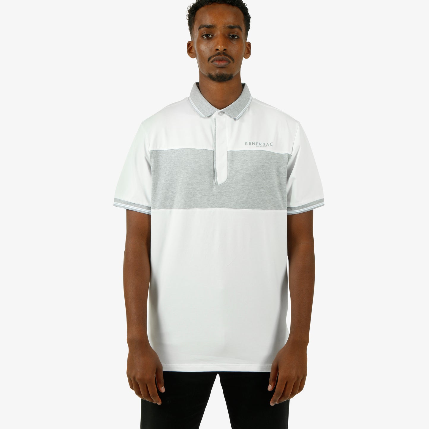 Hidden Button Curved Hem Polo Shirt