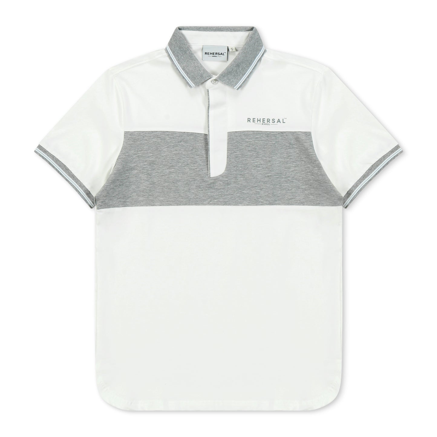 Hidden Button Curved Hem Polo Shirt