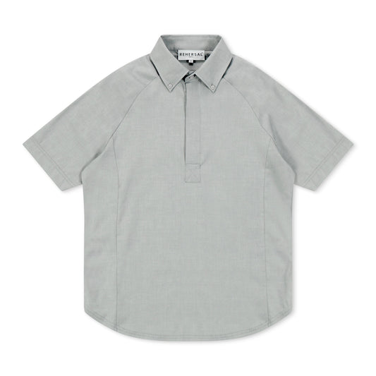 HIDDEN HALF BUTTON-UP RAGLAN PULLOVER  SHORT SLEEVE CAMISA