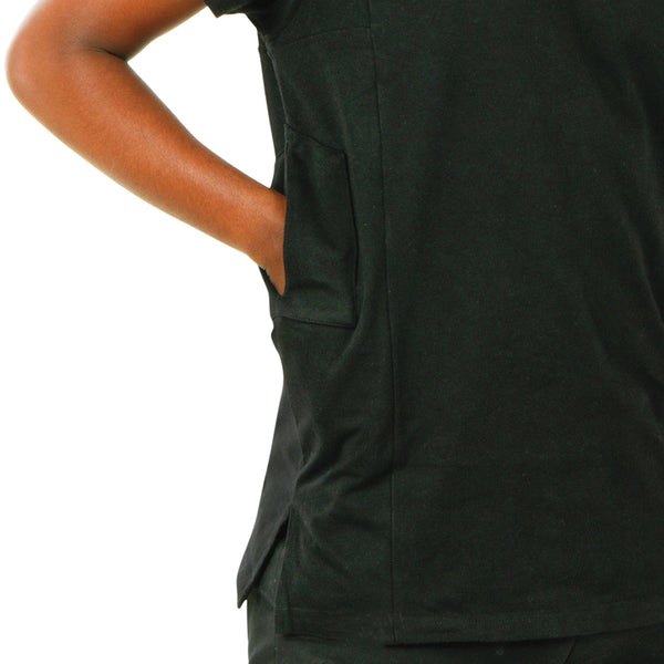 Side Pocket Heavyweight Black T-Shirt